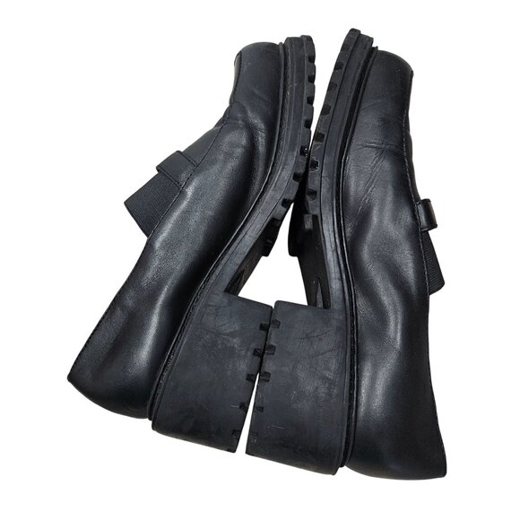 Esprit Black Leather Womens Loafers 9 Slip-On Style Chunky Tread Sole Bryant 90s - Picture 9 of 12